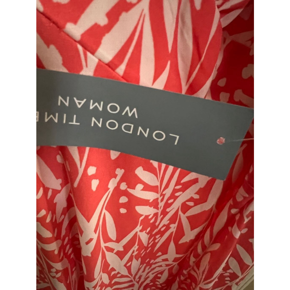 🔵 London Times Red and White Ruffle Sleeve Dress Size 20W NWT - Picture 8 of 11